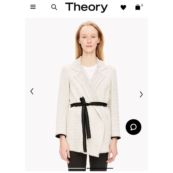 Theory Ivory Clairene R Carson Tweed Coat Size Small. Best- Selling. Retail $495 - Picture 1 of 15